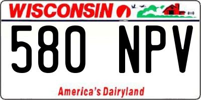 WI license plate 580NPV