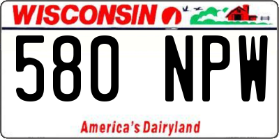WI license plate 580NPW