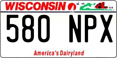 WI license plate 580NPX