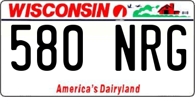 WI license plate 580NRG