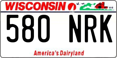 WI license plate 580NRK