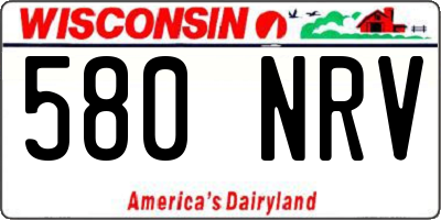 WI license plate 580NRV