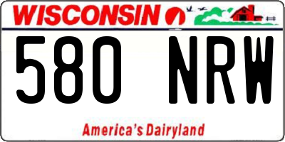 WI license plate 580NRW