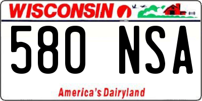 WI license plate 580NSA