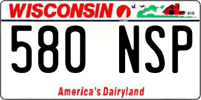 WI license plate 580NSP