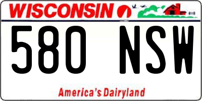 WI license plate 580NSW