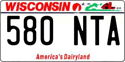 WI license plate 580NTA