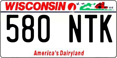 WI license plate 580NTK