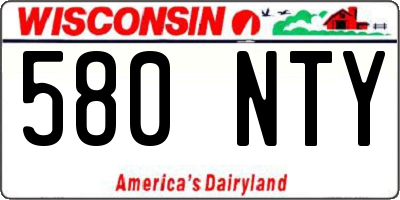 WI license plate 580NTY