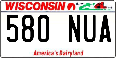 WI license plate 580NUA