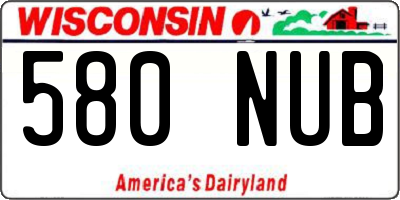 WI license plate 580NUB