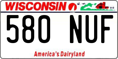 WI license plate 580NUF