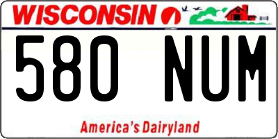 WI license plate 580NUM