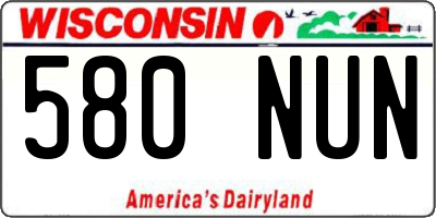WI license plate 580NUN