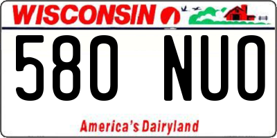 WI license plate 580NUO