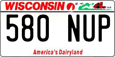 WI license plate 580NUP