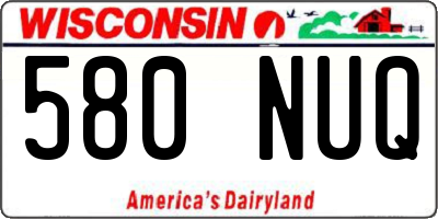 WI license plate 580NUQ