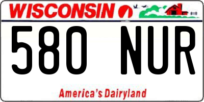 WI license plate 580NUR