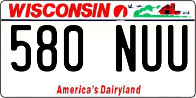 WI license plate 580NUU