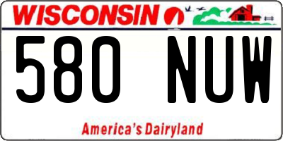 WI license plate 580NUW