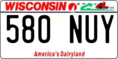 WI license plate 580NUY