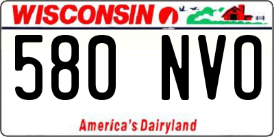 WI license plate 580NVO