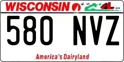 WI license plate 580NVZ