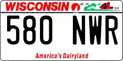 WI license plate 580NWR