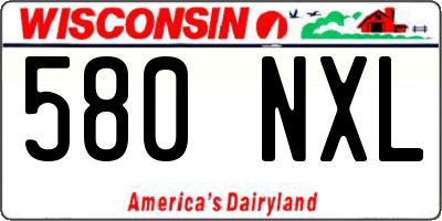 WI license plate 580NXL