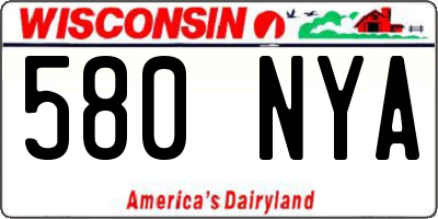 WI license plate 580NYA