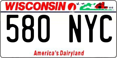 WI license plate 580NYC