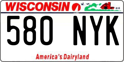 WI license plate 580NYK