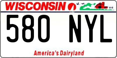 WI license plate 580NYL