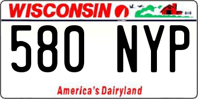 WI license plate 580NYP