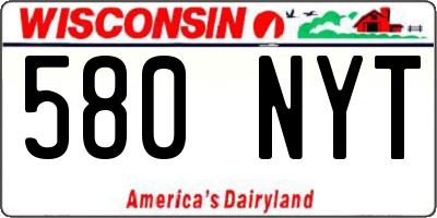 WI license plate 580NYT