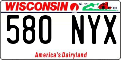 WI license plate 580NYX