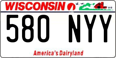 WI license plate 580NYY
