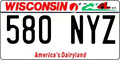 WI license plate 580NYZ