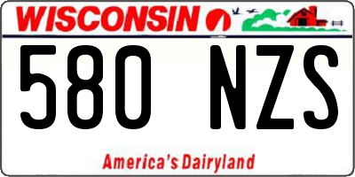 WI license plate 580NZS