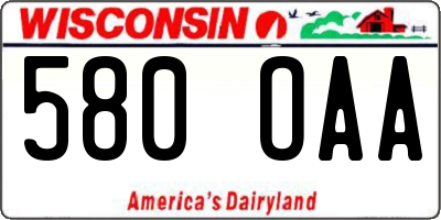 WI license plate 580OAA