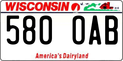WI license plate 580OAB