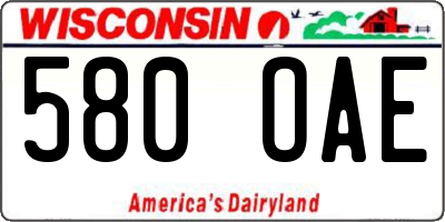 WI license plate 580OAE