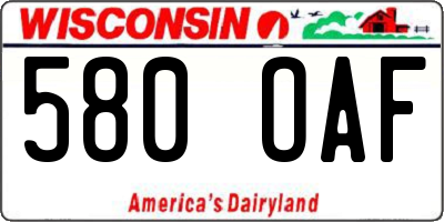 WI license plate 580OAF