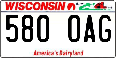 WI license plate 580OAG