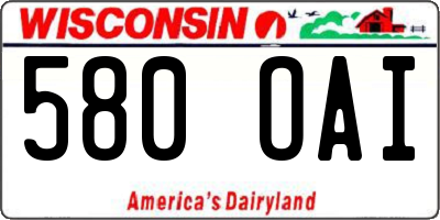 WI license plate 580OAI
