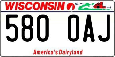WI license plate 580OAJ