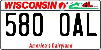 WI license plate 580OAL