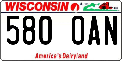 WI license plate 580OAN