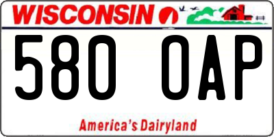 WI license plate 580OAP