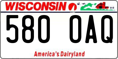 WI license plate 580OAQ